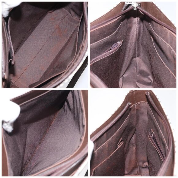 BURBERRY Nova Check Shoulder Bag Canvas Leather Beige Silver Auth - Picture 16 of 16